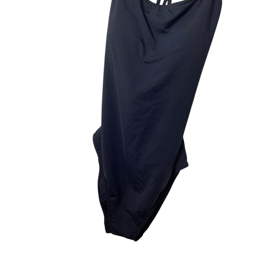 Calvin Klein Swimsuit Women Sz 16 Black One Piece High Leg Low Back Strappy NWOT - Picture 5 of 11